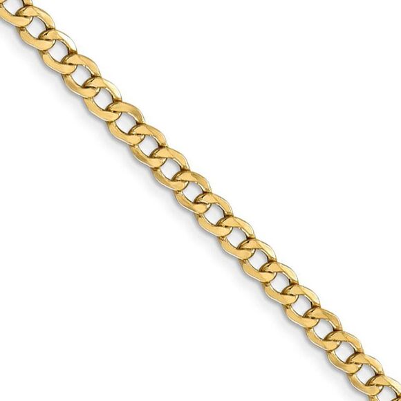 4.3mm 14K Yellow Gold Hollow Curb Link Chain Necklace 26 Inch